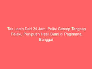 Tak Lebih Dari 24 Jam, Polisi Gercep Tangkap Pelaku Penipuan Hasil Bumi di Pagimana, Banggai