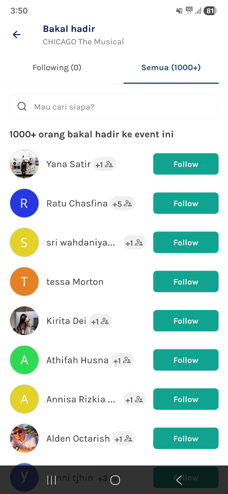 Fitur Following GOERS