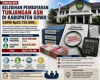 BPK Kembali Temukan Kelebihan Pembayaran Tunjangan ASN di Kabupaten Gowa