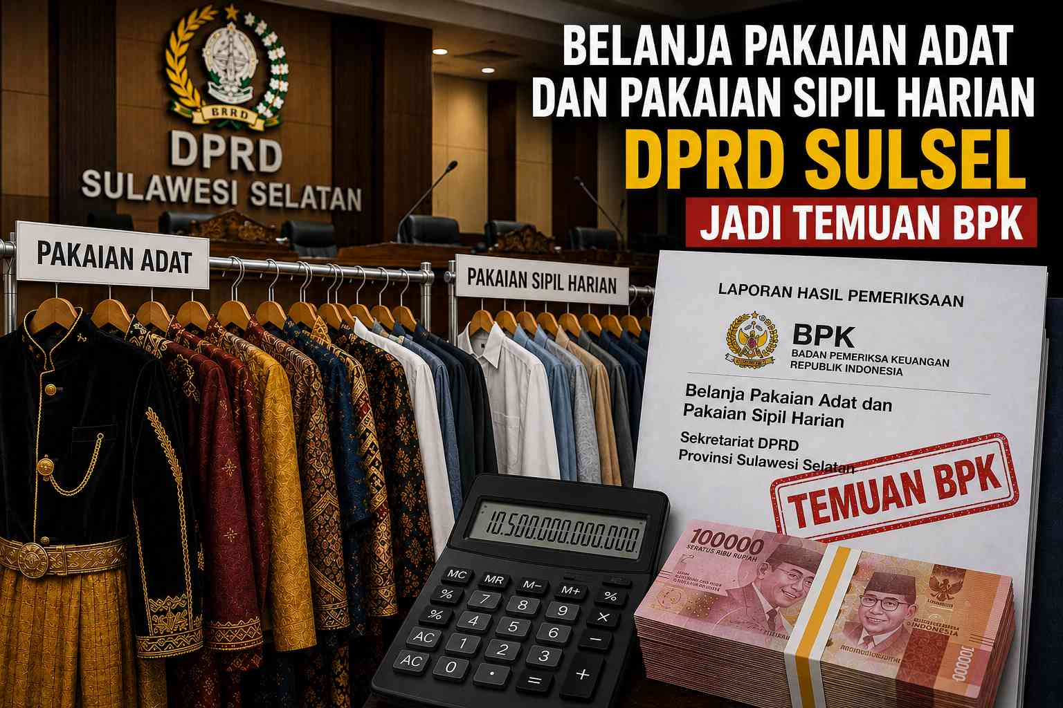 Belanja Pakaian Adat dan Pakaian Sipil Harian DPRD Sulsel Jadi Temuan BPK