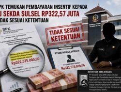 “Pembayaran Insentif Pj Sekda Sulsel Rp322,57 Juta Tidak Sesuai Ketentuan”