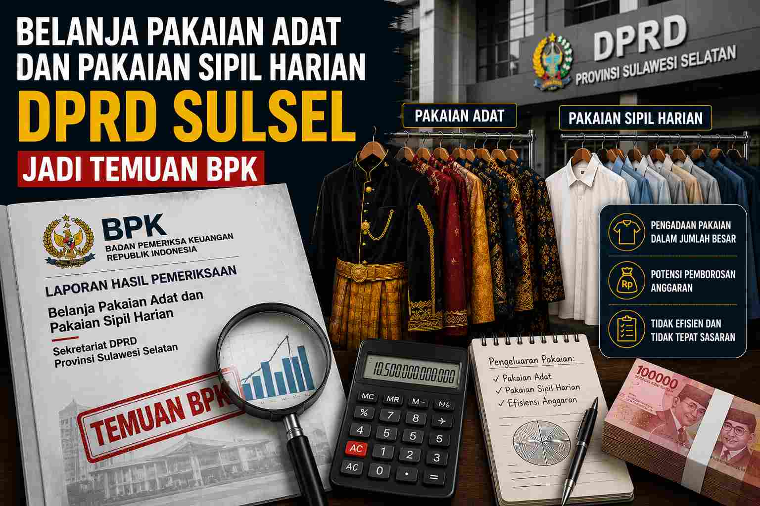 Belanja Pakaian Adat dan Pakaian Sipil Harian DPRD Sulsel Jadi Temuan BPK