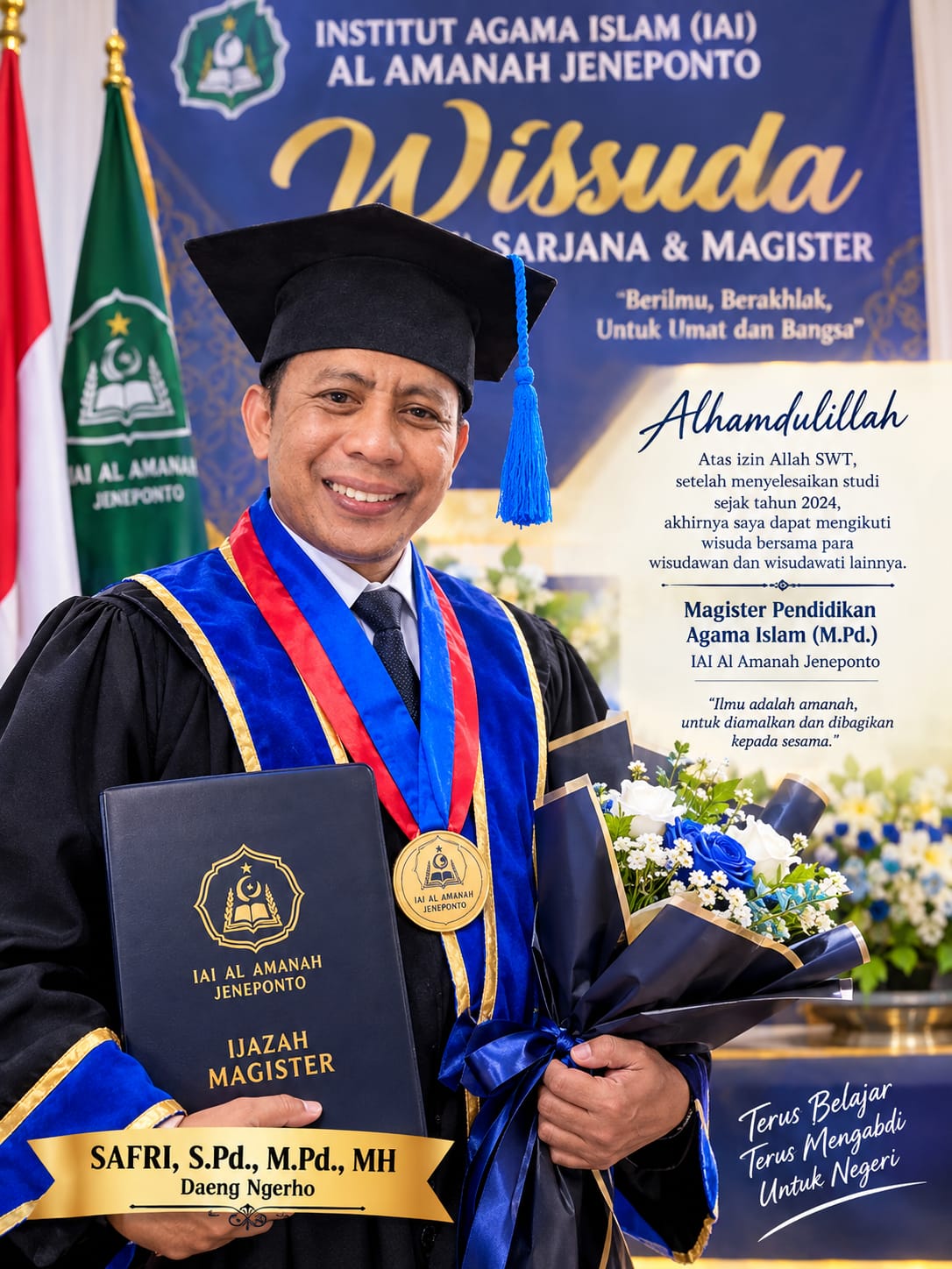Safri Daeng Ngerho Wisuda Magister PAI, Persembahkan Ilmu untuk Pengabdian