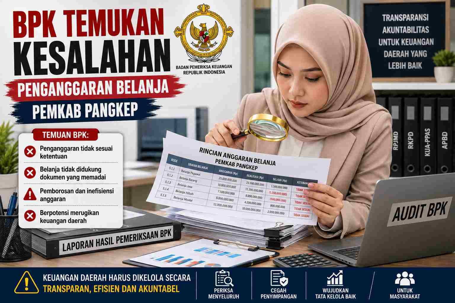 BPK Temukan Kesalahan Penganggaran Belanja Pemkab Pangkep Rp13,77 Miliar