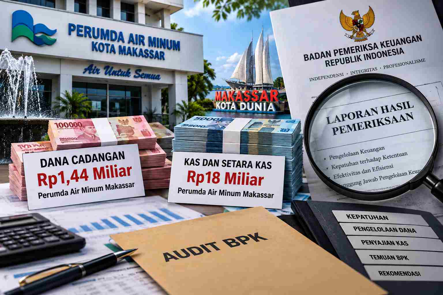 Pengelolaan Dana Cadangan Perumda Air Minum Makassar Rp1,44 Miliar dan Penyajian Kas Rp18 Miliar Jadi Sorotan BPK