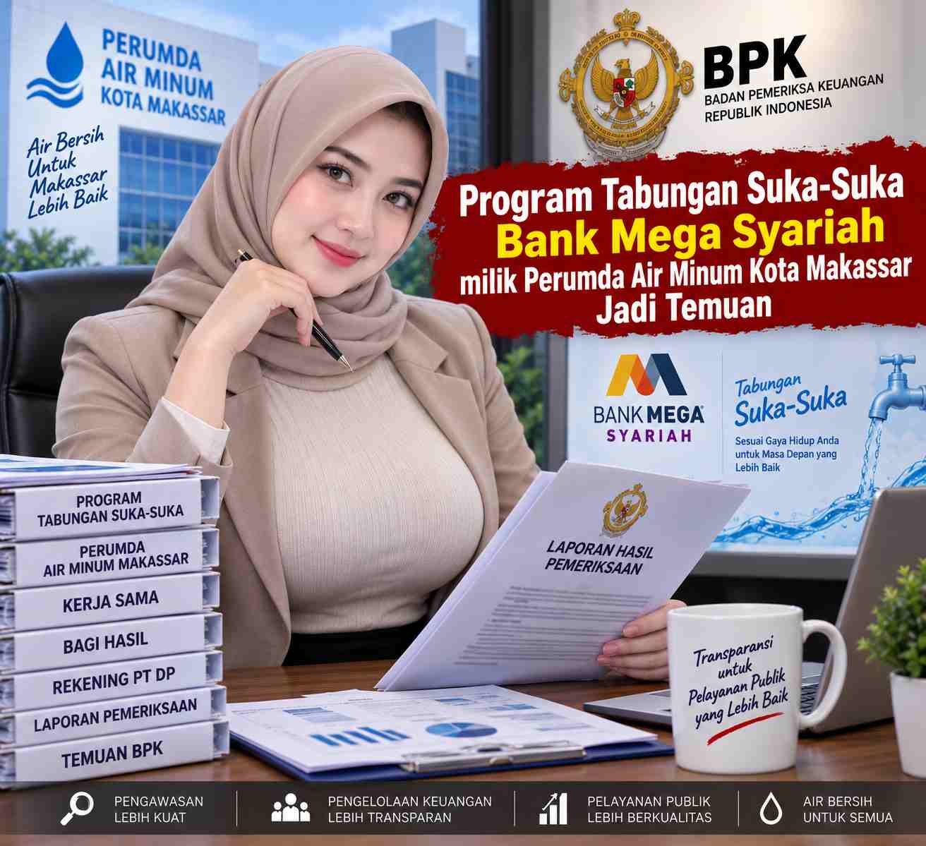 Program Tabungan Suka-Suka Bank Mega Syariah milik Perumda Air Minum Kota Makassar Jadi Temuan