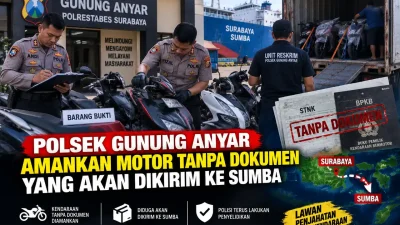 Polsek Gunung Anyar Amankan Motor Tanpa Dokumen yang Akan Dikirim ke Sumba