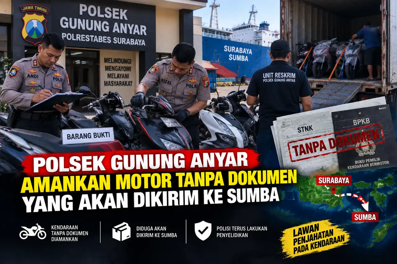 Polsek Gunung Anyar Amankan Motor Tanpa Dokumen yang Akan Dikirim ke Sumba