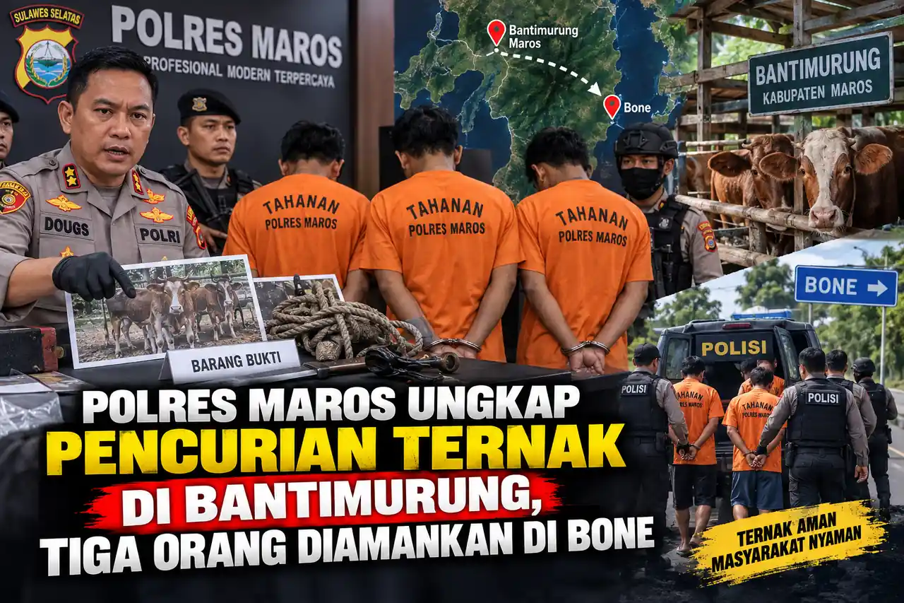 Polres Maros Ungkap Pencurian Ternak di Bantimurung, Tiga Orang Diamankan di Bone