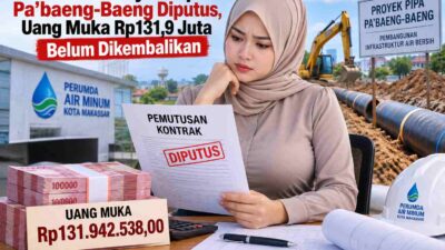 Kontrak Proyek Pipa Pa’baeng-Baeng Diputus, Uang Muka Rp131,9 Juta Belum Dikembalikan