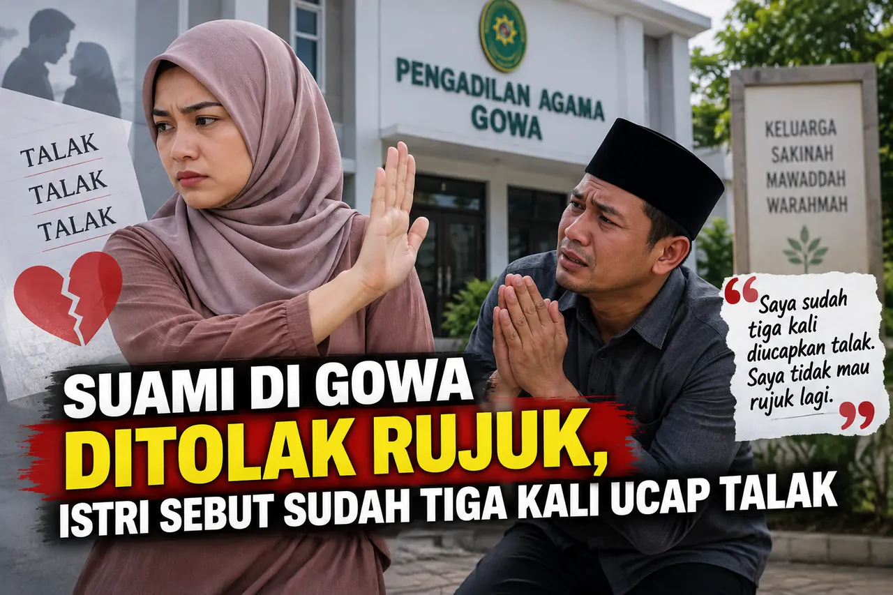 Suami di Gowa Ditolak Rujuk, Istri Sebut Sudah Tiga Kali Ucap Talak