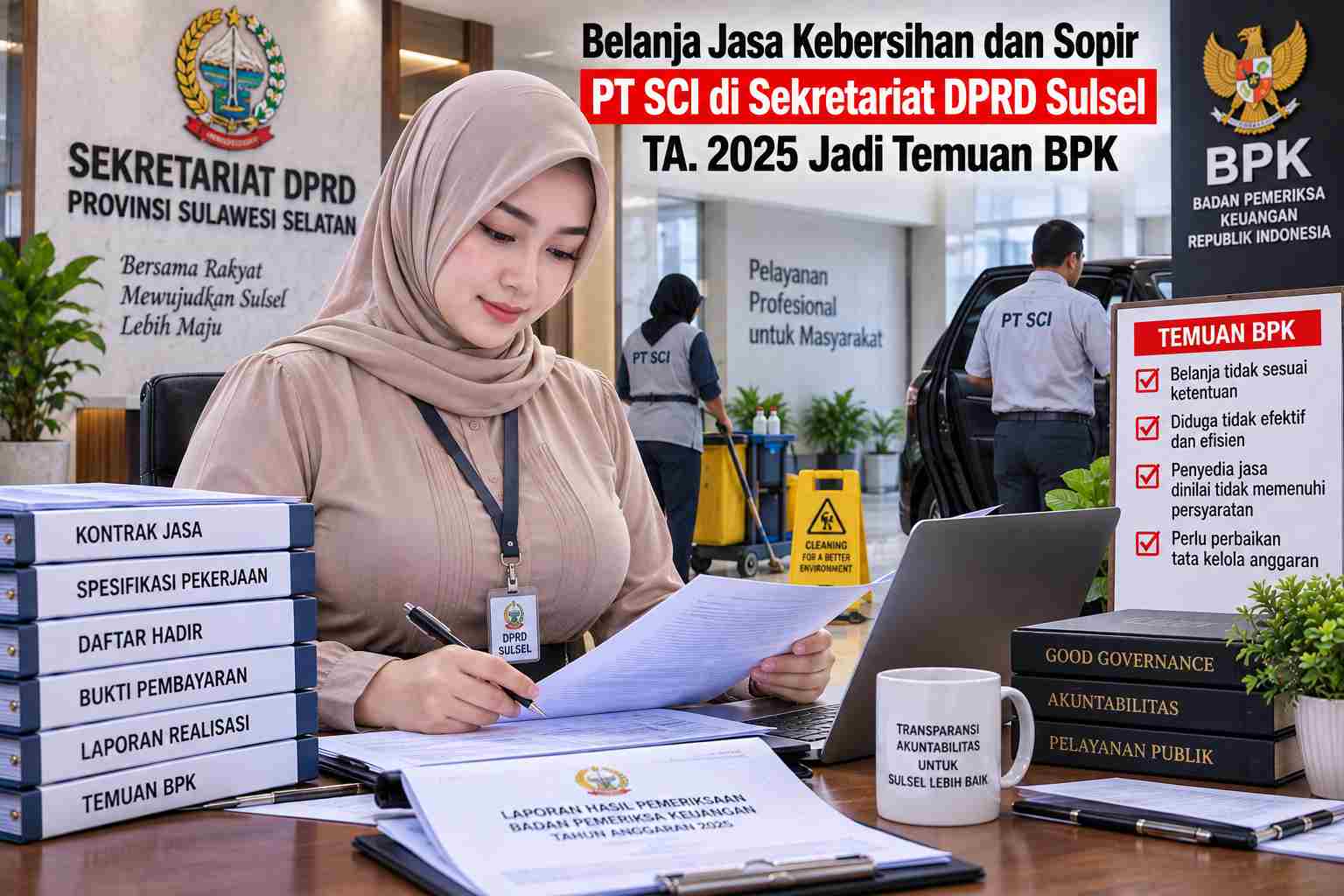 Belanja Jasa Kebersihan dan Sopir PT SCI di Sekretariat DPRD Sulsel TA. 2025 Jadi Temuan BPK
